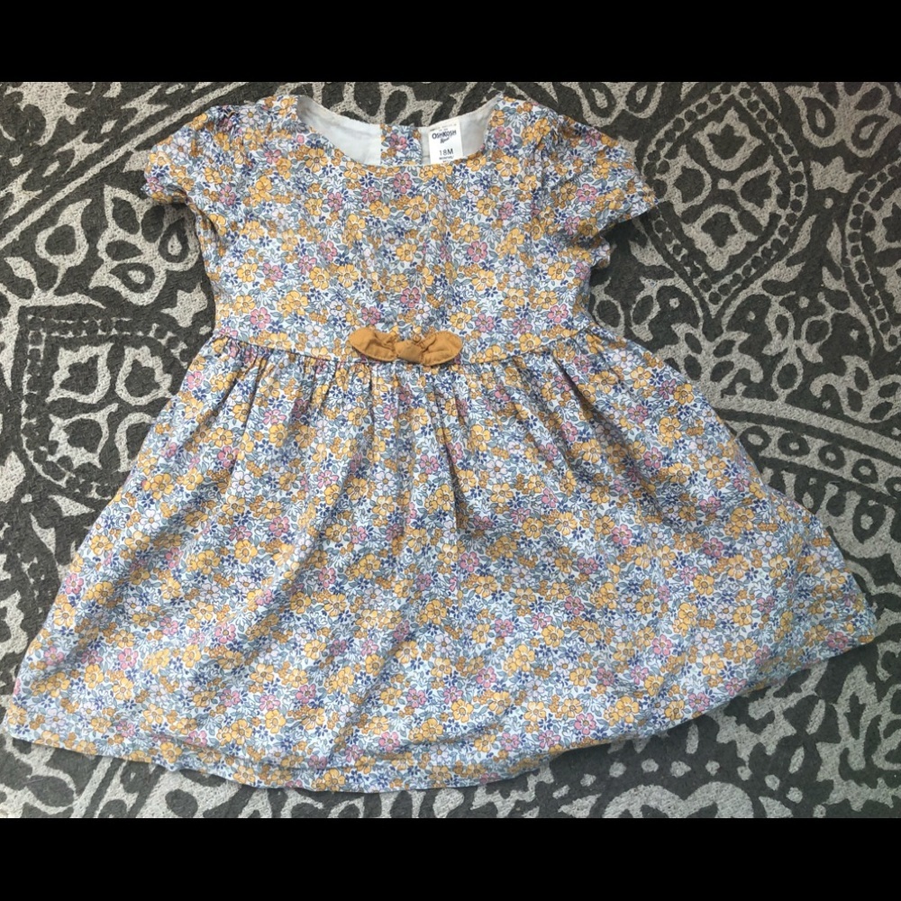 Oshkosh B’gosh 12-18 month floral dress with yellow bow